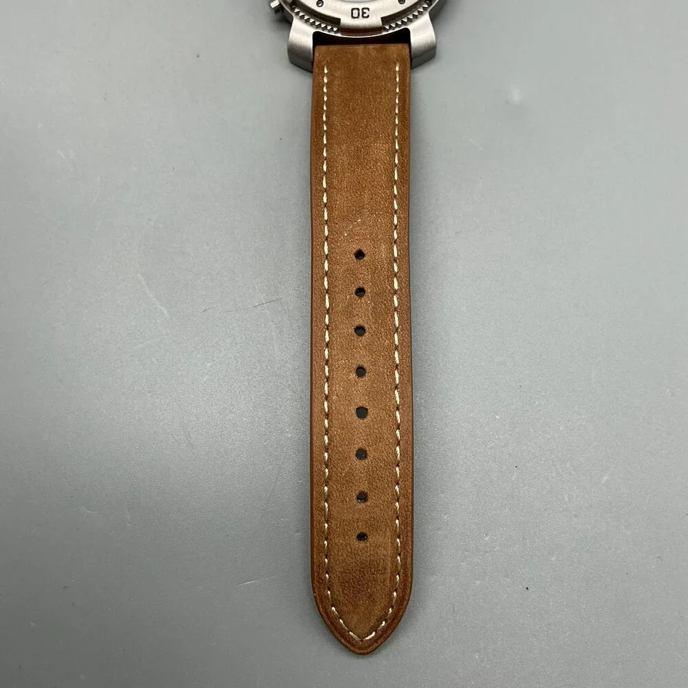 Vintage Swiss Army Lancer Mens Watch 39mm White Lume Leather Date New Battery